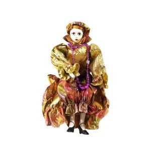 Vintage Clown Jester Mime Doll Revolving Music Box "Love Story"